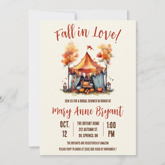 Fall in Love, Fall Festival, Market, Bridal Shower Invitation (Front)