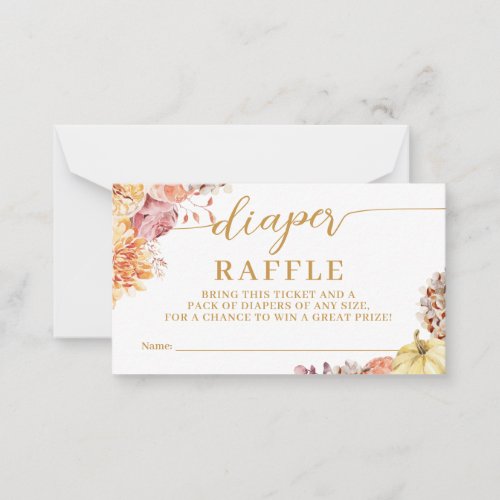 Fall In Love Fall Floral Baby Shower Diaper Raffle Note Card