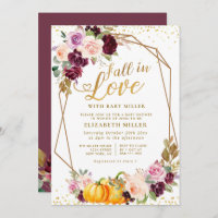 fall in love fall floral baby shower invitation