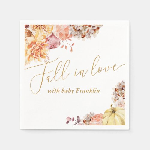 Fall In Love Fall Floral Baby Shower Napkins