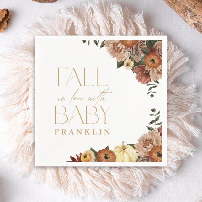 Fall In Love Fall Floral Baby Shower Napkins (Creator Uploaded)