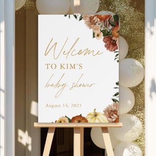 Fall In Love Fall Floral Baby Shower Welcome Sign