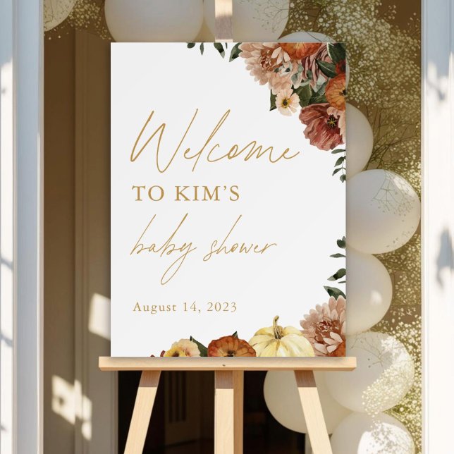 Fall In Love Fall Floral Baby Shower Welcome Sign (Creator Uploaded)