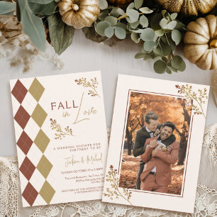 Fall In Love Fall Foliage Argyle Wedding Shower Invitation