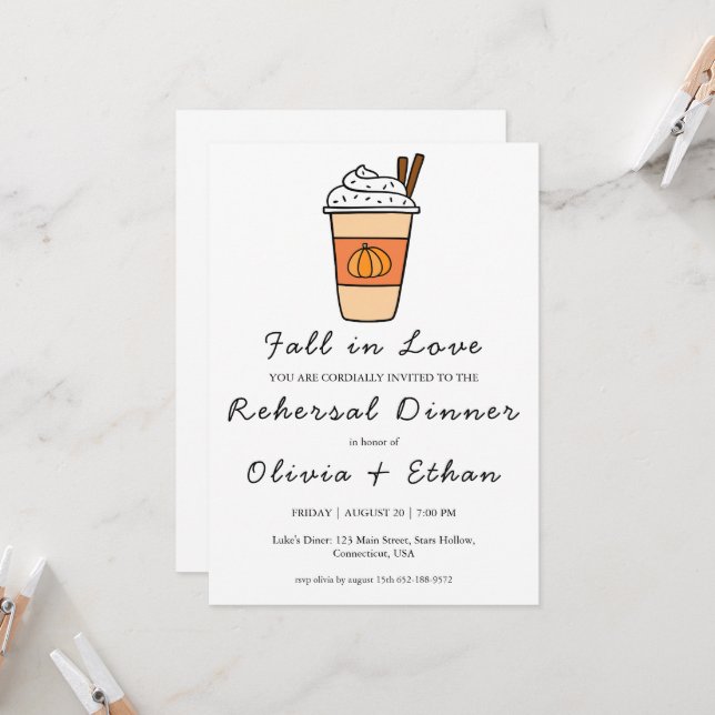 fall in love fall rehearsal dinner invitations (Front/Back In Situ)