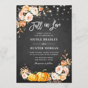 Fall in love fall rustic floral wedding invitation