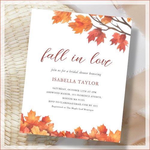 Fall in Love  Fall Tree Bridal Shower Invitation
