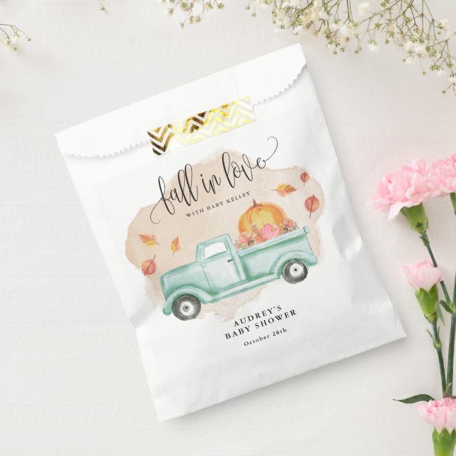 Fall in Love Farm Truck with Pumpkin, Baby Shower Favor Bag (Sealed)
