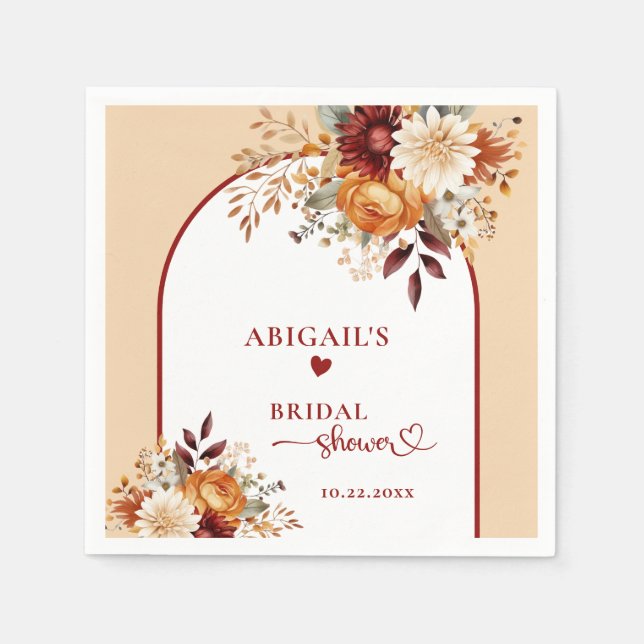 FALL IN LOVE FLORAL ARCH BRIDAL SHOWER NAPKINS (Front)