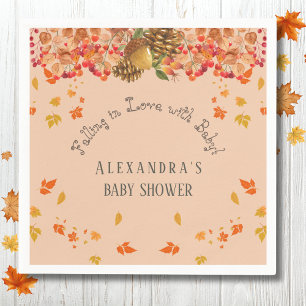 Fall in Love Floral Autumn Baby Shower Napkins