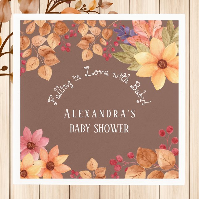 Fall in Love Floral Autumn Baby Shower Napkins (Creator Uploaded)