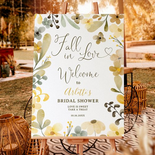 Fall in love floral autumn welcome bridal shower foam board