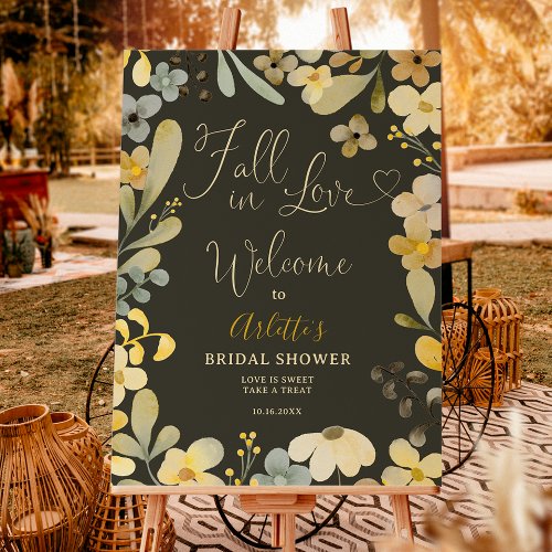 Fall in love floral autumn welcome bridal shower foam board