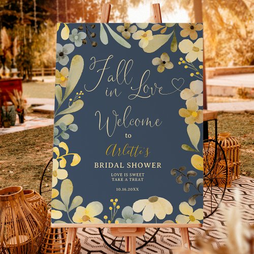 Fall in love floral autumn welcome bridal shower foam board