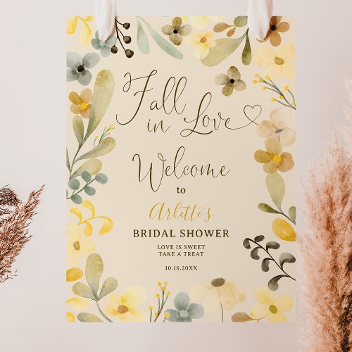 Fall in love floral autumn welcome bridal shower poster