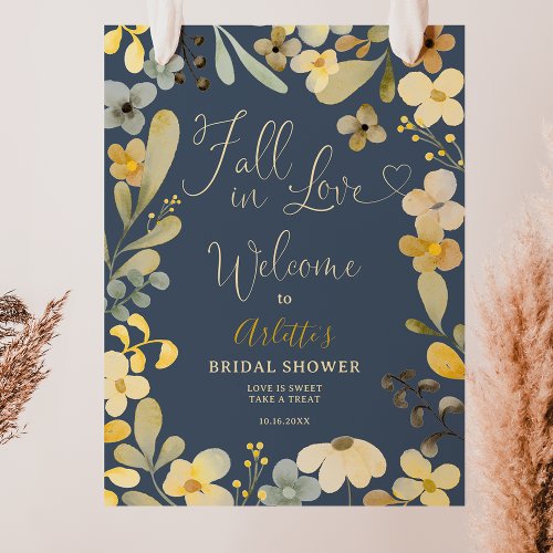 Fall in love floral autumn welcome bridal shower poster