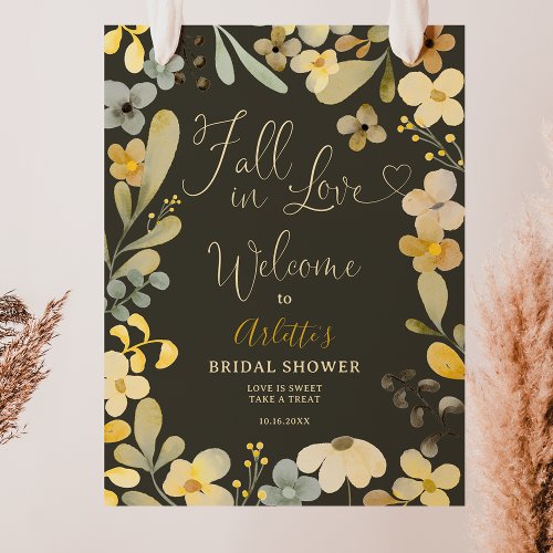 Fall in love floral autumn welcome bridal shower poster