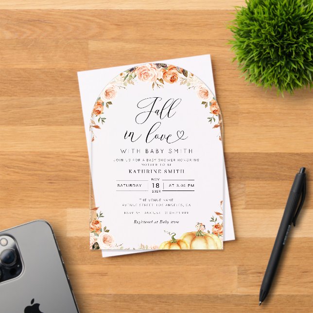 fall in love floral baby shower acrylic invitations (Insitu (Invitation Card))