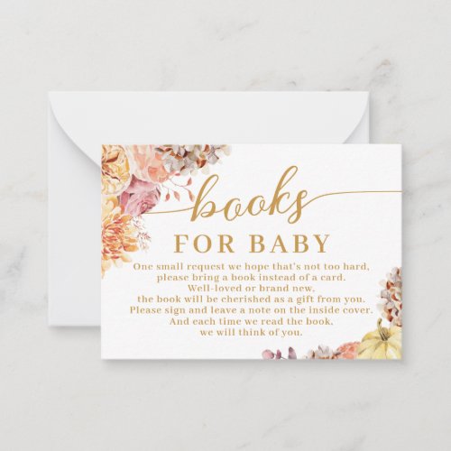 Fall In Love Floral Baby Shower Books For Baby Note Card