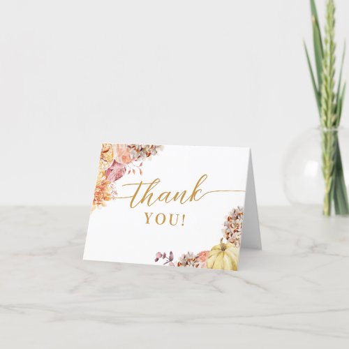 Fall In Love Floral Baby Shower  Thank You Card
