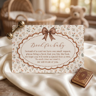 Fall In Love Floral Bow Baby Shower  Enclosure Card