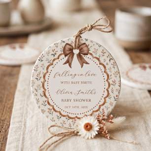 Fall In Love Floral Bow Baby Shower Favor Tags