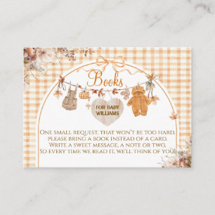 Fall in Love Floral Bow Fall Baby Shower Books Enclosure Card