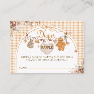 Fall in Love Floral Bow Fall Baby Shower Diaper Enclosure Card