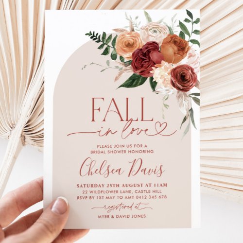 Fall In Love Floral Bridal Shower Arch Invitation