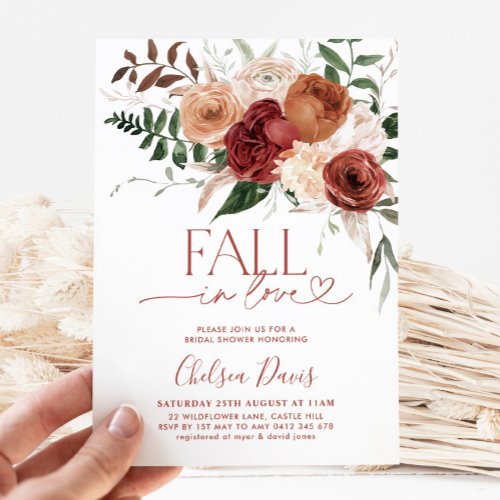 Fall In Love Floral Bridal Shower Invitation