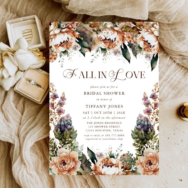 Fall in Love Floral Bridal Shower Invitation (Creator Uploaded)