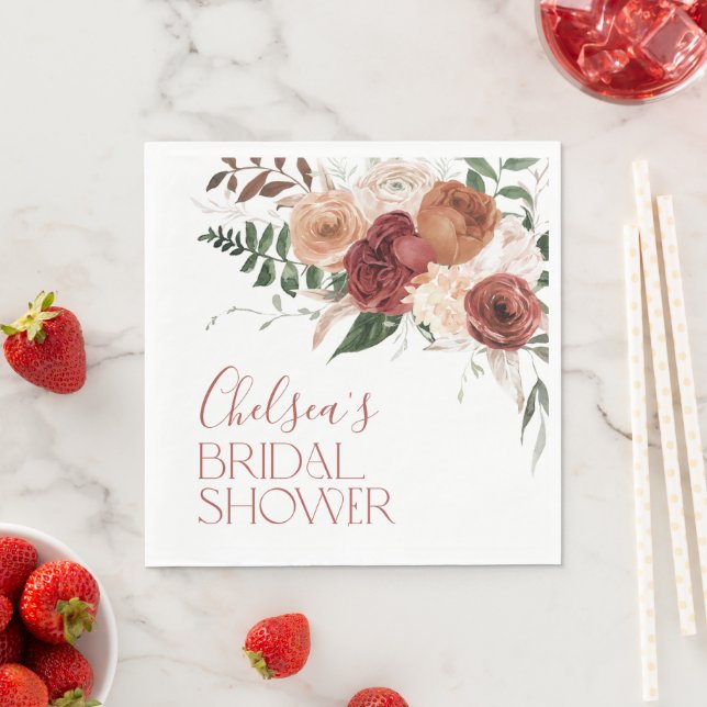 Fall in Love Floral Bridal Shower Napkins (Insitu)