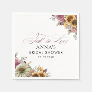 Fall In Love Floral Bridal Shower Napkins