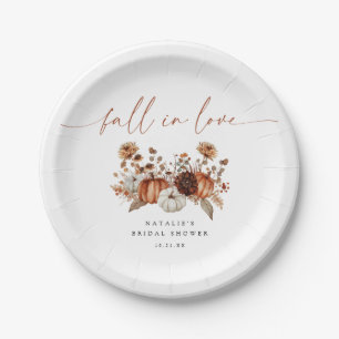 Fall in Love Floral Bridal Shower Paper Plates