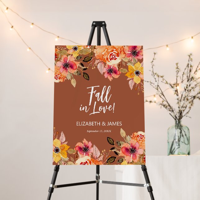 Fall in Love Floral Bridal Shower Welcome Foam Board (In Situ (Stand))