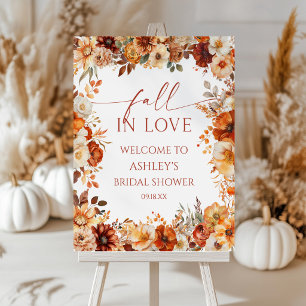 Fall In Love Floral Bridal Shower Welcome Sign