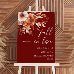 Fall In Love Floral Bridal Shower Welcome Sign