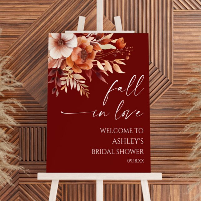 Fall In Love Floral Bridal Shower Welcome Sign (Creator Uploaded)