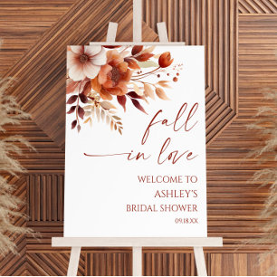Fall In Love Floral Bridal Shower Welcome Sign