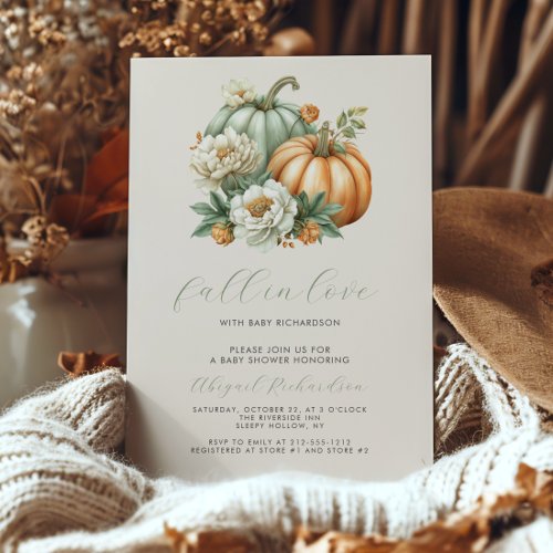 Fall in Love Floral Fall Baby Shower Invitation