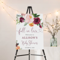 Fall in Love floral girl baby shower welcome sign