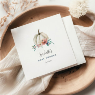Fall In Love Floral Pumpkin Baby Shower Napkins