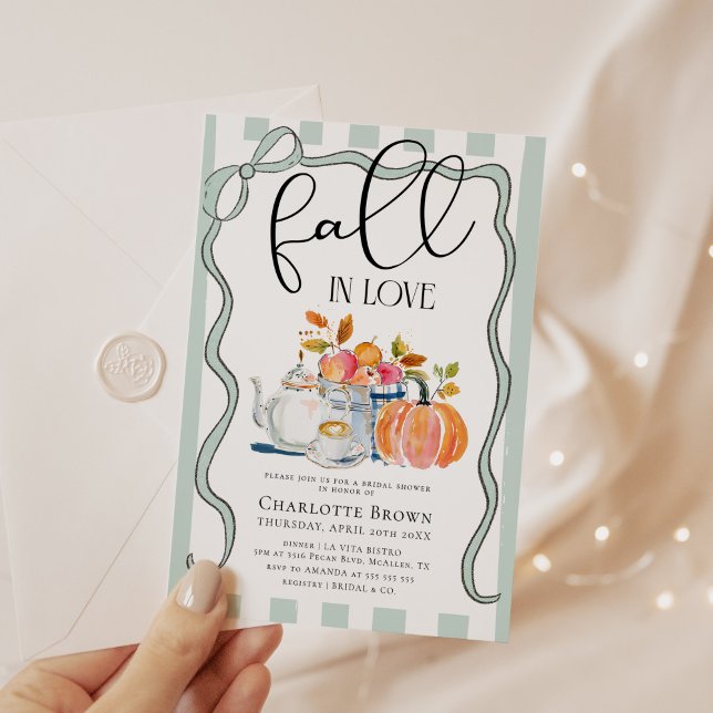 Fall in Love Floral Pumpkin Bridal Shower Invitation (Creator Uploaded)
