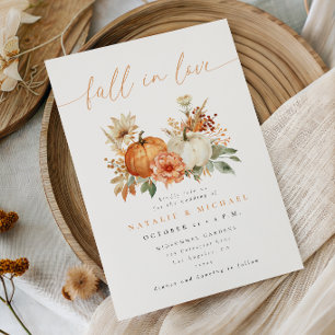 Fall in Love Floral Pumpkin Wedding Invitation