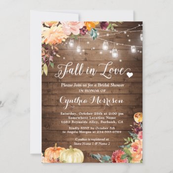 Fall In Love Floral String Lights Bridal Shower Invitation by CardHunter at Zazzle