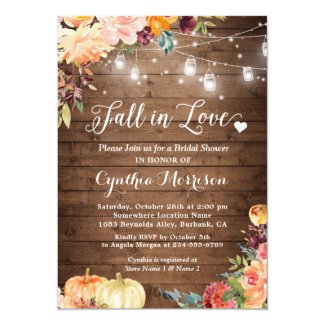 Fall in Love Floral String Lights Bridal Shower Invitation