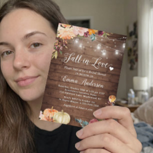 Fall in Love Floral String Lights Bridal Shower Invitation