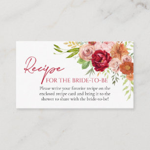 Fall in Love Flower Recipe for the bride to be Enclosure Card