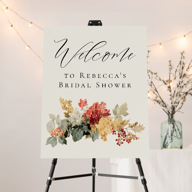 Fall in Love Flower Wreath Bridal Shower Welcome Foam Board (In Situ (Stand))