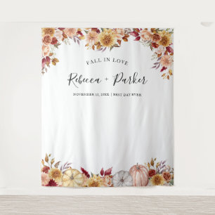 Fall in love flowers pumkins Backdrop Photo booth